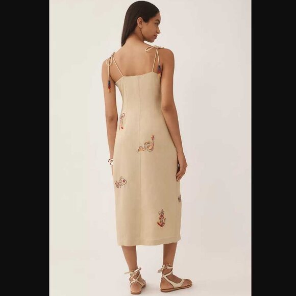 New L Farm Rio x Anthropologie embroidered linen blend dress - Picture 3 of 14